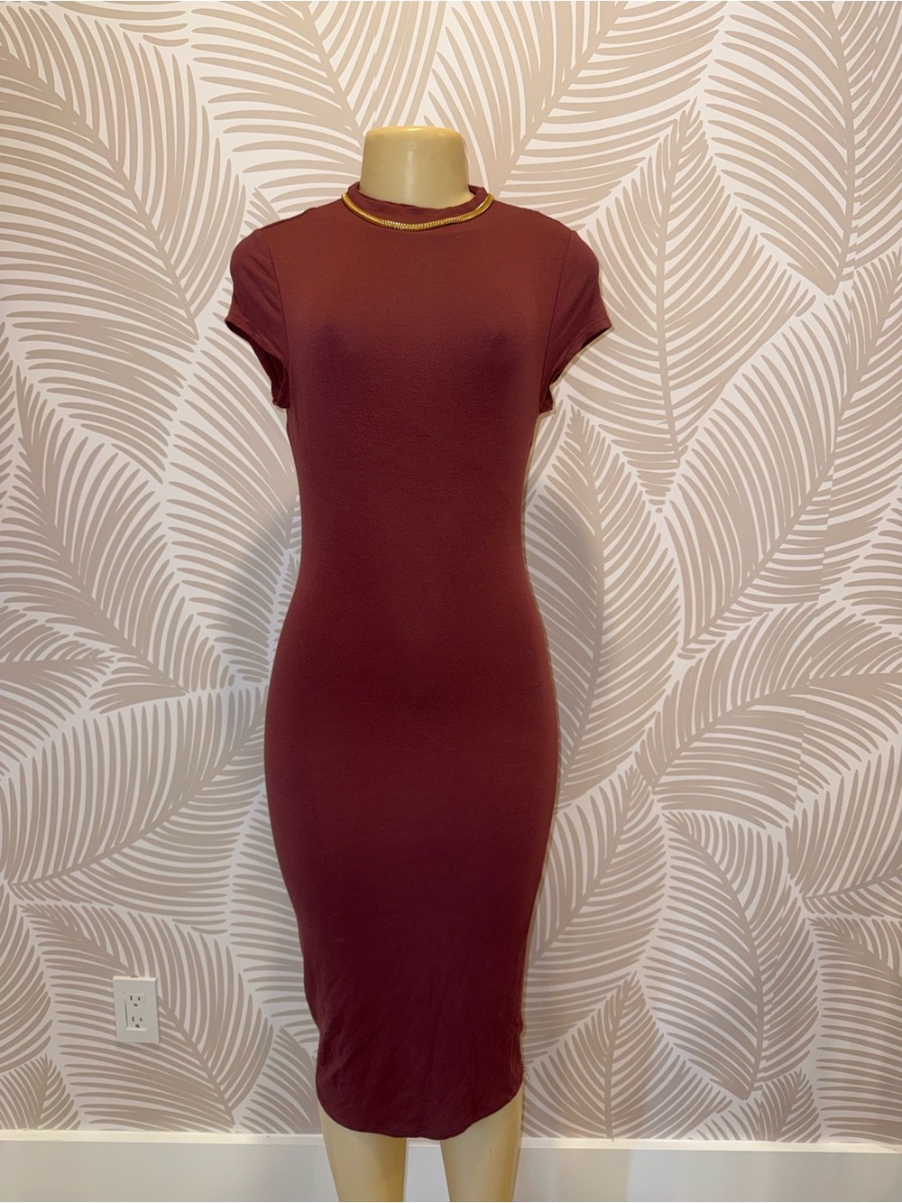 Women’s Burgundy Bodycon Midi Dress